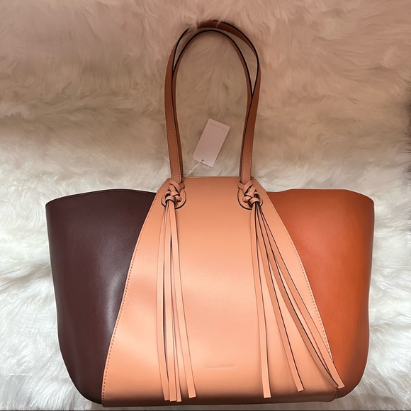 New! Last One! ULLA JOHNSON Imogen Carryall Color Block Tassel Leather Tote - Picture 4 of 14